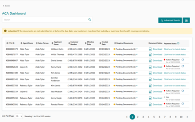 ACA Dashboard UI Changes – Payment Status Column